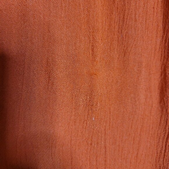 Moon Orchid Crochet Top Blouse 3/4 Flare Sleeve Pleated V-Neck Orange Size Small - Picture 4 of 10